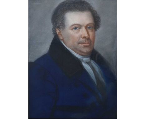 British School (19th century)Portrait of an elegent Gentleman in blue velvetPastel, 41.5cm by 31.5cm