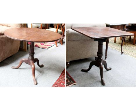 Two Georgian Mahogany Tripod Tables, one with birdcage action, 76cm square by 72cm (2)