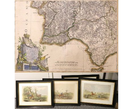 A Quantity of Hunting Prints and a Map of Southern Spain together with a small quantity of reference books (qty)