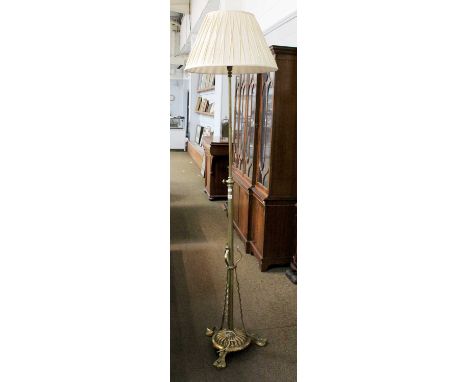 An Arts &amp; Crafts Brass Telescopic Standard Lamp, 193cm (highest)