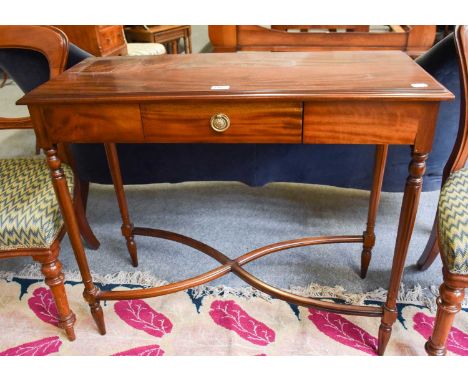 A Mahogany Single Drawer Console Table with X Form Stretcher, 93cm by 39cm by 79cm