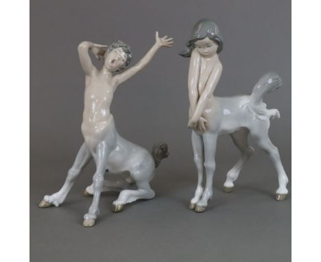 Junge und Mädchen als Zentauren- Lladro, Spanien, Entw.: Fulgencio García, Modellnr. 1012 bzw. 1013, aus der Serie "Fantasy",