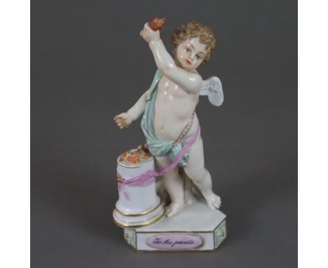 Devisenkind "Je les punis" - Meissen, Knaufzeit (1850-1924), Entw. M.V. Acier, Mod.Nr.F6, Porzellan, polychrom und gold bemal