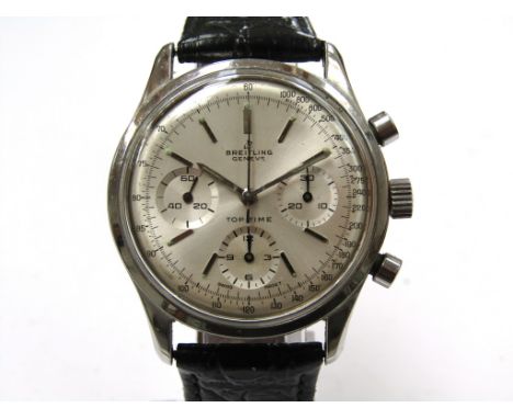BREITLING: a Top Time stainless steel cased gent's chronograph wristwatch, ref. 810, silvered dial with tachymetric scale and