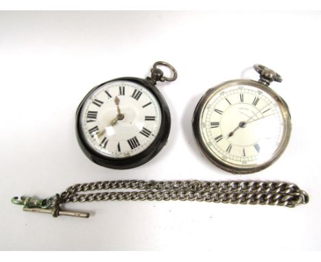 An 18th Century silver pair cased fusee and verge pocket watch (a/f), together with a late Victorian silver cased pocket chro