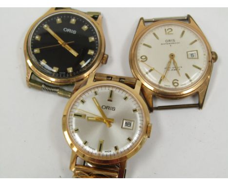 ORIS: Three steel cased manual wind gent's wristwatches, no straps, mid 20th Century (3)