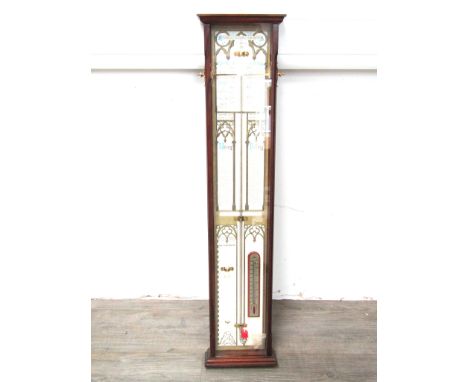 A mid 20th Century mahogany cased Admiral Fitzroy barometer with paper charts, central mercury tube and aneroid thermometer. 