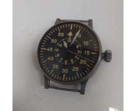 WW2 GERMAN PILOT'S BEOBACHTUNGSUHR LACK DUROWE WRISTWATCH,the round black dial with Arabic hour markers abd broad arrow at 12