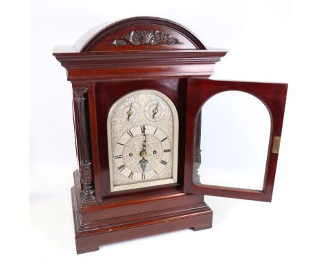 A large mid to late 20th century mahogany dome-top 8-day bracket clock, reportedly made by William A Kermock who worked for t