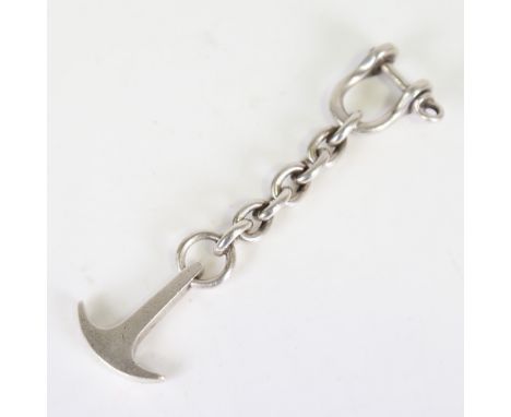 OLE LYNGGAARD - a Danish stylised sterling silver nautical chain and anchor keychain, length 10cm, 27.3gNo damage or repairs,