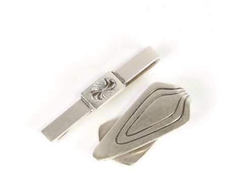 GEORG JENSEN - a Vintage modernist stylised sterling silver tie clip, designed by Henry Pilstrup, model no. 76A, clip length 
