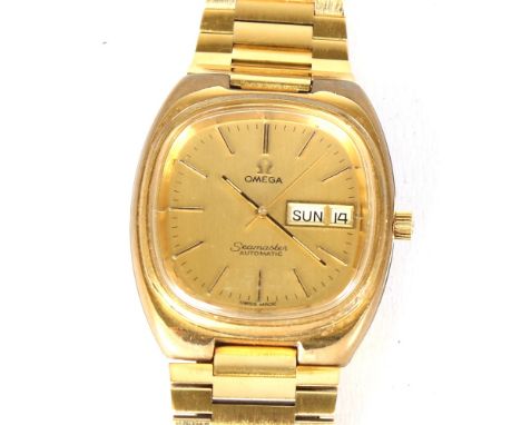 OMEGA - a Vintage gold plated stainless steel Seamaster automatic wristwatch, ref. 166.0213, champagne dial with baton hour m