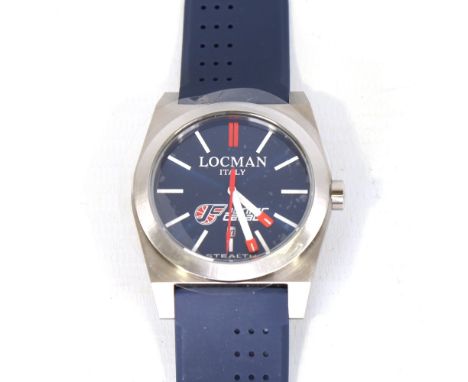 LOCMAN - a titanium Stealth quartz wristwatch, ref. 201, blue Junior Casale dial with white baton hour markers, date aperture