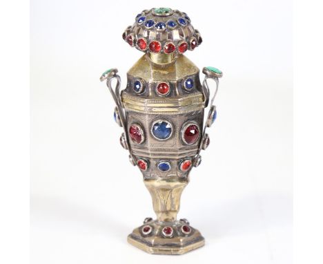 GEORG FREDERIK BIEHL - A Southern Jutland Empire silver vinaigrette, Sonderborg, hexagonal vase form and partially gilt with 