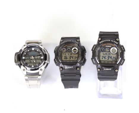 3 Casio quartz wristwatches, all working (3)All watches working with general signs of wear and use 