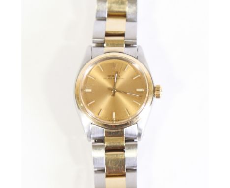 ROLEX - a Vintage mid-size bi-metal Oyster Perpetual automatic wristwatch, ref. 6748, circa 1978, champagne dial with baton h
