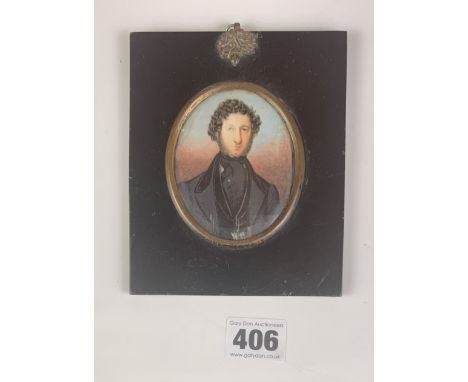 Portrait miniature of a gentleman, image 2.5” x 3”, frame 4.25” x 5”