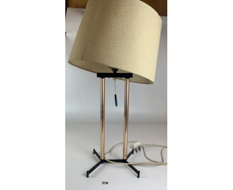 Retro style brass table lamp with shade, total height 25”