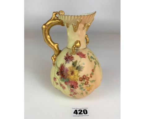 Antique Royal Worcester blush ivory jug, 6.5” high. No damage