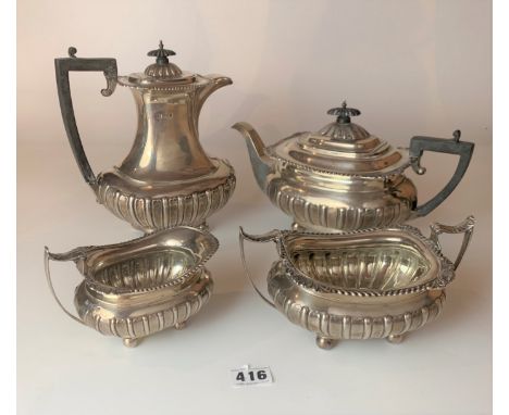 4 piece silver tea set – teapot, water pot, sugar bowl and cream jug, total w: 68.3 ozt