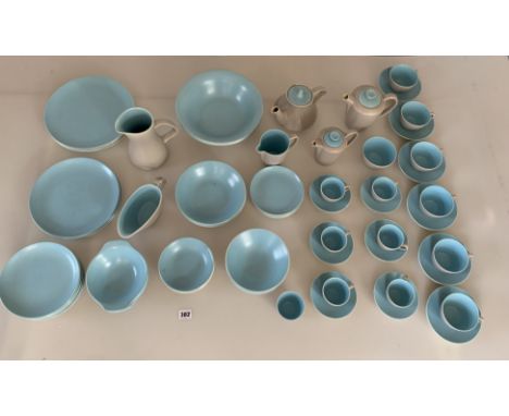 71 piece Poole tea, coffee and dinner service comprising 6 dinner plates, 8 medium plates, 6 side plates, 3 soup bowls with h