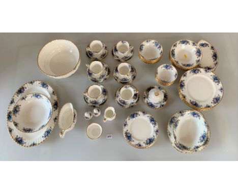 64 piece Royal Albert Moonlight Rose tea and dinner service comprising 7 dinner plates, 6 medium plates, 7 soup bowls, 7 dess