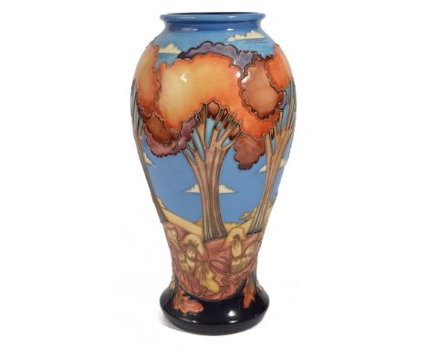 A Moorcroft 'Wanderers Sky' vase, designed by Emma Bossons, 2002, of baluster form, tube lined decoration, impressed and pain