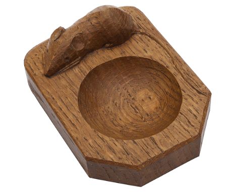 Robert "Mouseman" Thompson of Kilburn: An oak ashtray of typical rectangular form with canted edges10 x 7.5 x 4cm approximate
