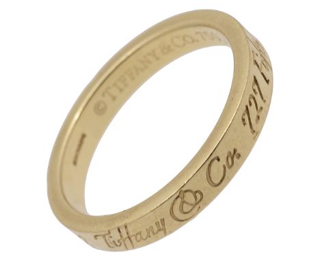 An 18ct gold Tiffany &amp; Co. Notes ring, fully hallmarked, stamped to outside 'Tiffany &amp; Co., 727 Fifth Avenue, New Yor