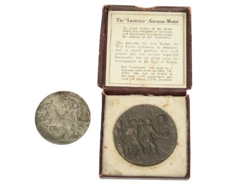 A London 1908 Olympics participants medal, in pewter, designed by Edmund Bertram MacKennal, together with a British replica L