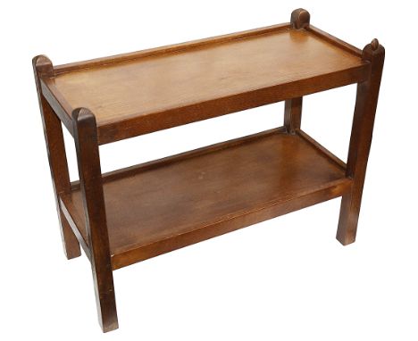 Robert "Mouseman" Thompson of Kilburn: A two-tier oak tea trolley with carved mouse, lacking castorsdepth 38 x height 67 x wi