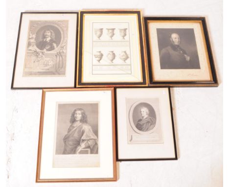 A collection of four 18th century 1776 engraved portrait studies of gentlemen. Comprising of Joannes Evelyn Arms by F. Bartol