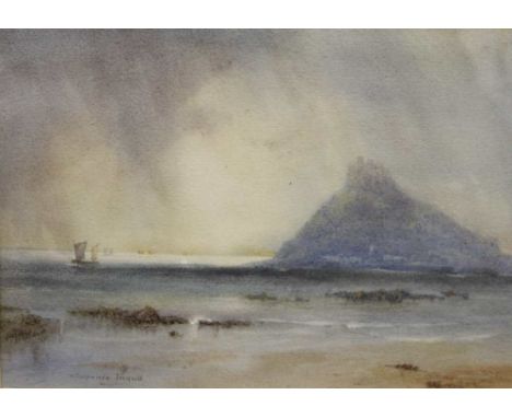 John Spence Ingall (1850-1936) "St Michaels Mount" watercolour painting, signed, 17cm x 24cm, gilt framed, mounted and glazed