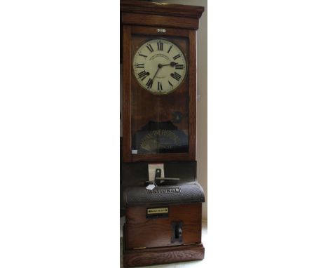 A "National Time Recorder Ltd, Blackfriars, London" oak cased clocking in/out machine, from a Coventry factory, (working)&nbs