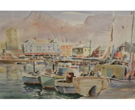 A 20th century European School, "Harbour Scene" watercolour painting, 30cm x 44cm, framed, mounted and glazed