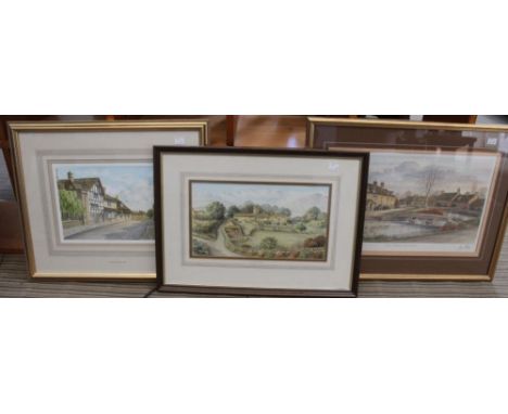 Leslie Knight. "Hazleton, Glos." , watercolour painting, 18.5cm x 33cm, signed, glazed, mounted and framed, together with "Ch