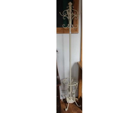 A metal white painted hat &amp; coat stand