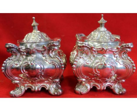 Henry Wilkinson &amp; Co. A matched pair of silver caddies,&nbsp; Sheffield 1849 (hallmarks slightly differ, both for 1849), 