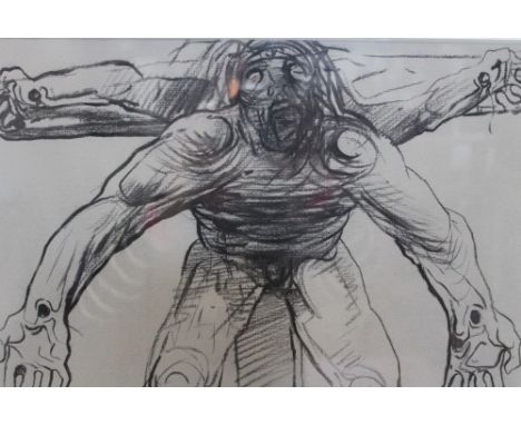 Peter Howson OBE (1958-) Study for "Christos Aneste", 2004, pastel drawing on paper, Signed Howson and dated 04, bears "Flowe