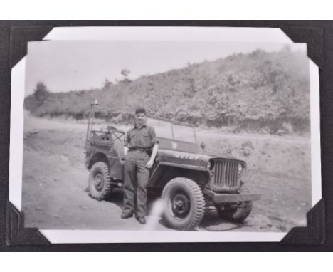 Korean War Photograph Album 61st Light Anti-Aircraft / Searchlight Regiment Royal Artillery, nice collection of privately tak