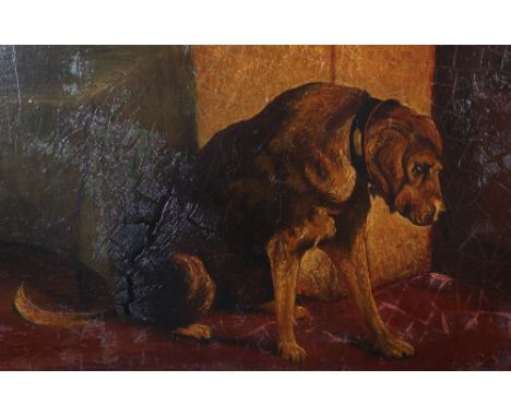 Paul Bullard (1918-1996) – oil on board, showing a dog on a chain. This is believed to show the dog ‘Lampo’ (meaning Lighteni