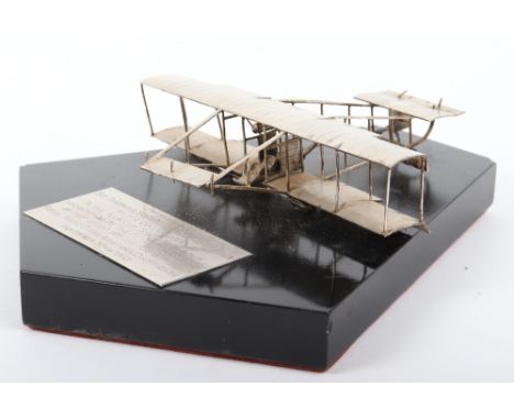 Historic Commemorative High Quality Silver Aircraft Model Presented to "SIR THOMAS SOPWITH CBE.HON. F.R.A E.S. BY HIS COLLEAG