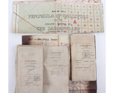 Important Collection of Original Gallipoli Maps, includes Gallipoli Sheet 1, 1:40,000 showing the Straits, the Forts, and Cap