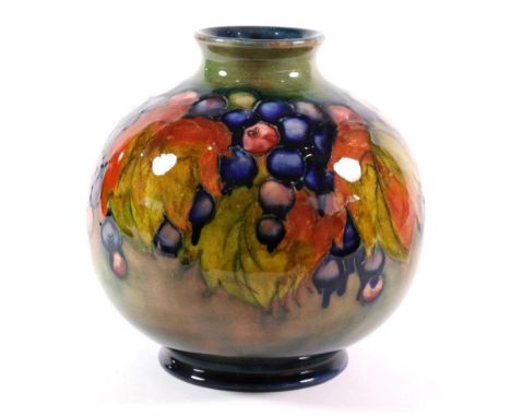 William Moorcroft (1872-1945): A Flambé Leaf and Grape Pattern Vase, impressed MADE IN ENGLAND POTTER TO H.M THE QUEEN and fa