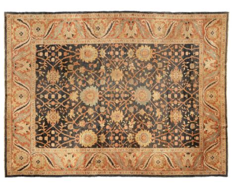 Sultanabad Design Carpet, 20th century The steel grey field with an allover design of angular vines and  palmettes enclosed b