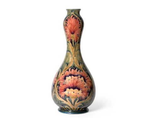 William Moorcroft (1872-1945): A Revived Cornflower or Brown Chrysanthemum Pattern Vase, circa 1912-13, brown printed Macinty