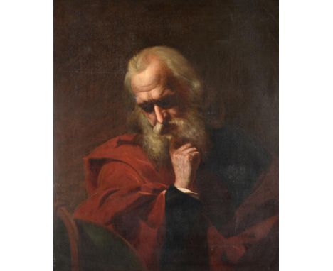 Follower of Pier Francesco Guala (1698-1757) Italian  Portrait of a Philosopher, head and shoulders, in contemplation Oil on 