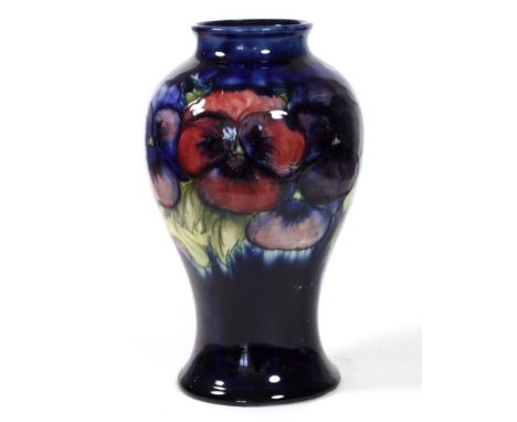 William Moorcroft (1872-1945): A Pansy Pattern Vase, circa 1930, on a dark blue ground, impressed MOORCROFT MADE IN ENGLAND 6