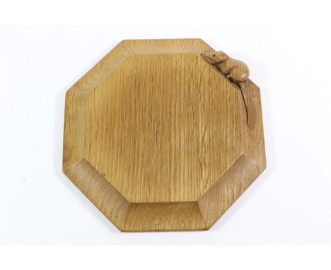 Mouseman: A Robert Thompson English Oak Teapot Stand, with carved mouse signature, 19cm wide