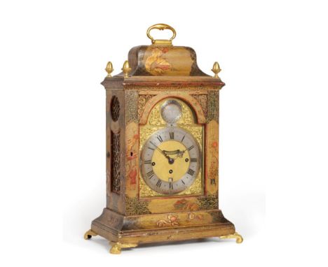 A George III Chinoiserie Chiming Table Clock, signed Markwick Markham, London, circa 1770, inverted bell top pediment, carryi